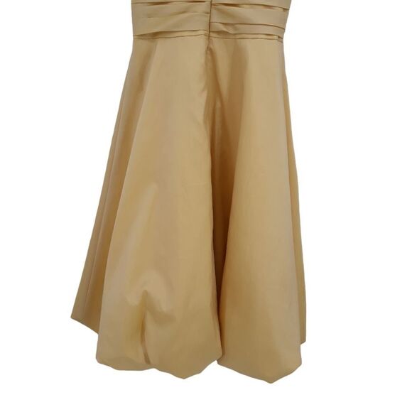B2 Bridesmaid Dress Retro 60's Fit & Flare Ruched Waist Bubble Hem Midi Yellow - Picture 4 of 10
